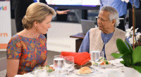 Belgian queen, ex-British PM meet CA Yunus