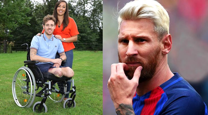 দুই পা হারানো ফুটবলারের পাশে মেসি