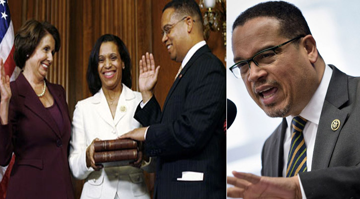 কোরআন হাতে শপথ নেওয়া কিথ আমেরিকার ডোমোক্রেটিক পার্টির নেতৃত্বে