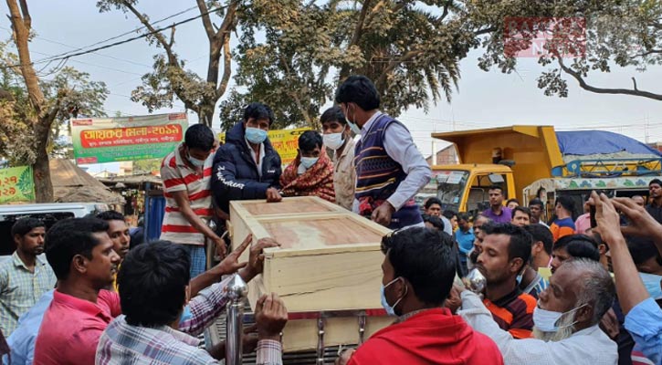 ফ্যান কারখানায় আগুনে নিহতদের মরদেহ হস্তান্তর