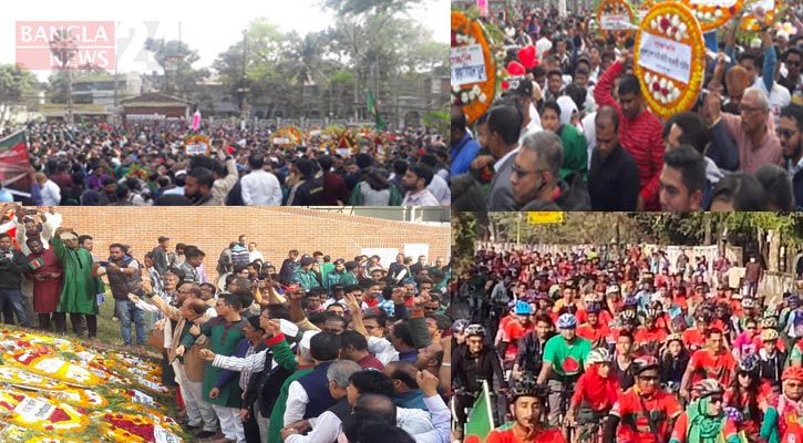বিজয় দিবসে সিলেটে শহীদ বেদিতে লাখো জনতার ফুলেল শ্রদ্ধা