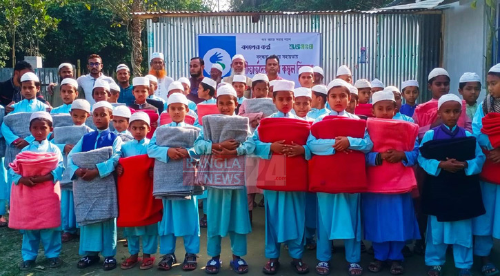 ত্রিশালে বসুন্ধরার কম্বল পেল মাদরাসার শিক্ষার্থীরা 