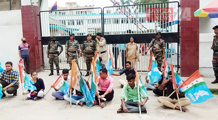 ছাত্র নেতার ওপর হামলার প্রতিবাদে আগরতলায় বিক্ষোভ