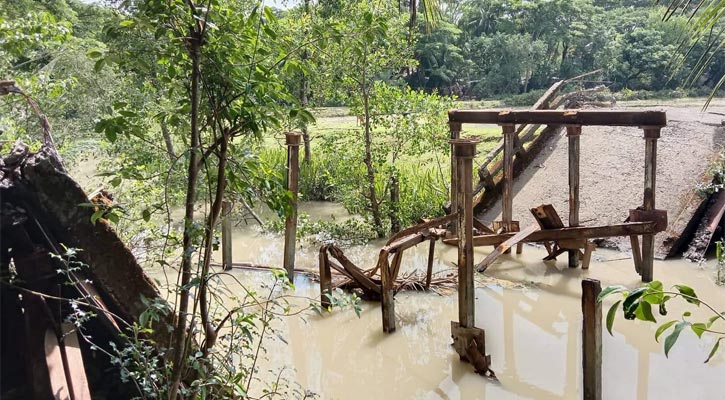 ব্রিজ ভেঙে খালে, চরম দুর্ভোগে মানুষ