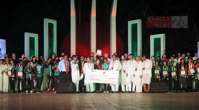 সাফজয়ী মেয়েদের সম্মাননা দিল সম্মিলিত সাংস্কৃতিক জোট