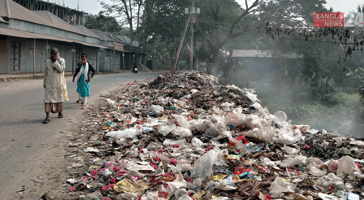 রাস্তার পাশে ময়লার স্তূপ, বিপাকে পথচারীসহ পৌরবাসী