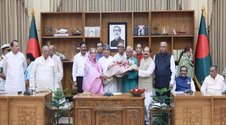 শেখ হাসিনার সরকারের অধীনেই নির্বাচনের দৃঢ় অবস্থান ১৪ দলের