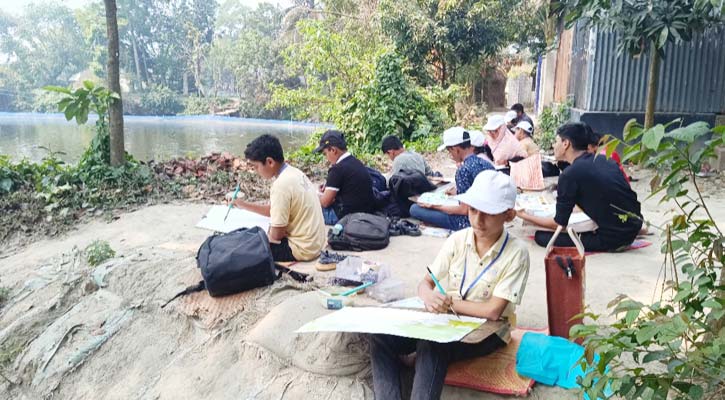 ইট-পাথরের শহর ছেড়ে প্রকৃতির সান্নিধ্যে শিশুদের আর্ট ক্যাম্প
