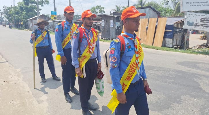 হেঁটে ১৫০ কিলোমিটার পথ পাড়ি দেবেন রোভার স্কাউটের ৪ সদস্য