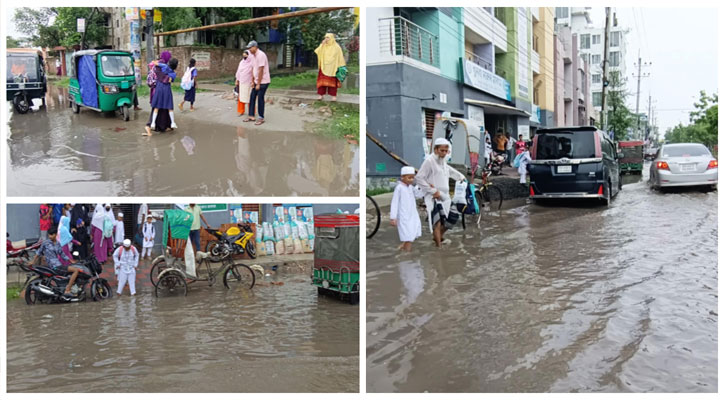 খুলনায় বৃষ্টিতে জলাবদ্ধতা, দুর্ভোগে নগরবাসী