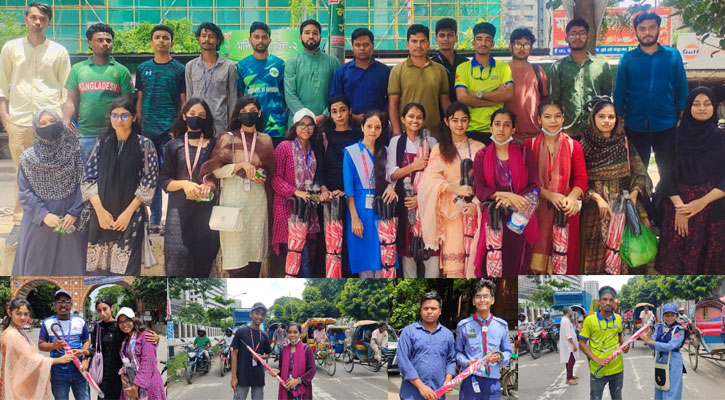 ট্রাফিকসেবায় নিয়োজিত শিক্ষার্থীদের পাশে বসুন্ধরা শুভসংঘ