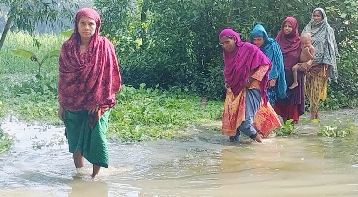 টানা বর্ষণে জলাবদ্ধতা, চরম দুর্ভোগে ভোলার মানুষ