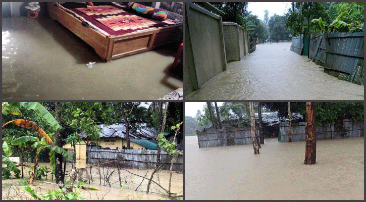 টেকনাফে ভারী বৃষ্টিতে পানিবন্দি ৩ হাজার পরিবার  