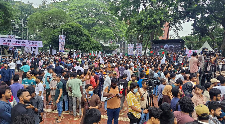শহীদ মিনারে জড়ো হচ্ছেন এনসিপির নেতাকর্মীরা, প্রস্তুত মঞ্চ
