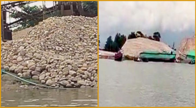 সুরমার তীর থেকে পাথরের স্তূপ সরাতে তোড়জোড়