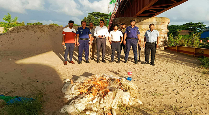 কর্ণফুলী নদী থেকে ১২ হাজার মিটার কারেন্ট জাল জব্দ 
