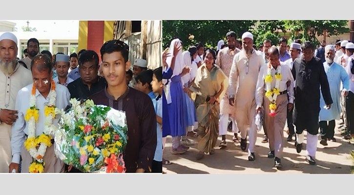 ফুল সজ্জিত গাড়িতে প্রধান শিক্ষকের রাজকীয় বিদায়