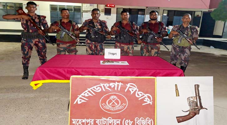 মহেশপুর সীমান্তে অস্ত্র-গুলি জব্দ