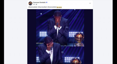 ব্যালন ডি’অর জিতে দেম্বেলে লিখলেন, ‘আলহামদুলিল্লাহ, এটা আমার উত্তর’