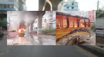 রাজধানীতে বাস থেকে যাত্রী নামিয়ে আগুন-গুলি 