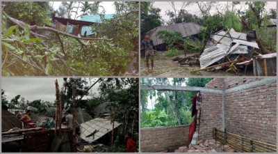 দুই মিনিটের ঘূর্ণিঝড়ে লণ্ডভণ্ড রংপুরের শতাধিক ঘরবাড়ি