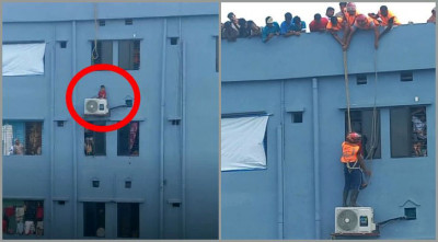 হাজীগঞ্জে ৫ তলা ভবনের এসির আউটডোরে আটকে পড়া শিশু উদ্ধার