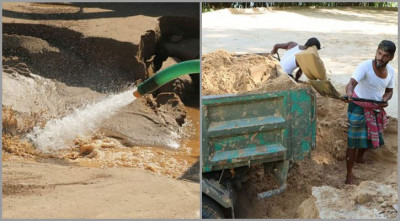 কাপ্তাই হ্রদে দেদারসে বালু উত্তোলন!