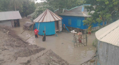 দাকোপে ওয়াপদা বেড়িবাঁধ ভেঙে নদী গর্ভে বিলিন