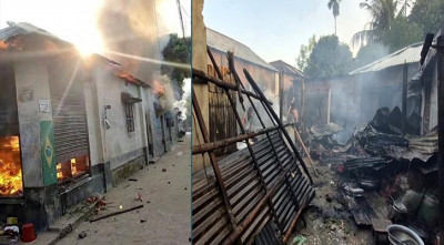 আহত যুবকের মৃত্যুর গুজবে প্রতিপক্ষের বাড়িঘরে হামলা-অগ্নিসংযোগ